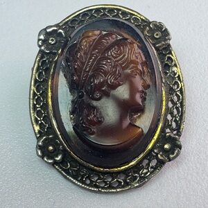 Vintage Cameo Brooch Root Bear Tortoise Victorian Revival